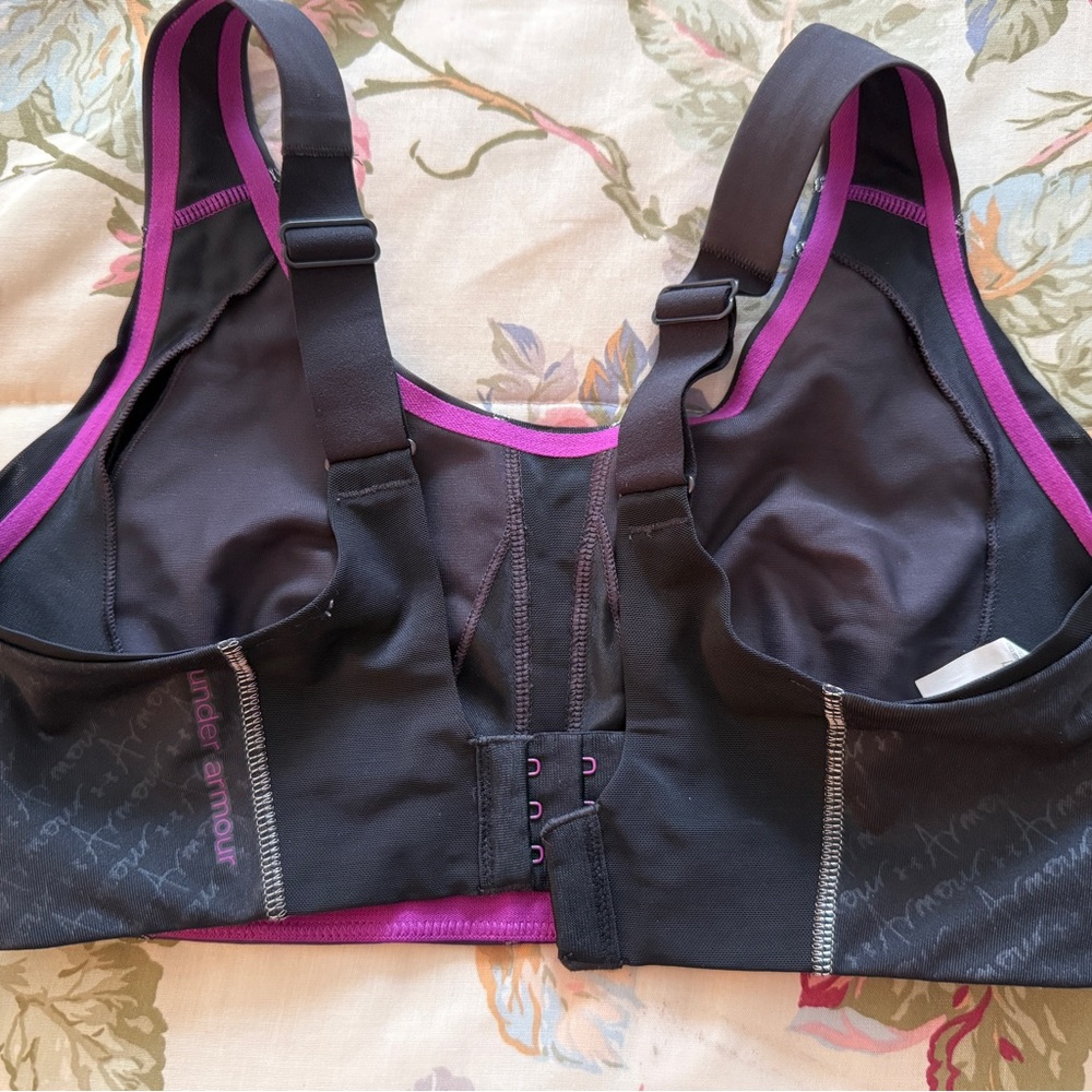 Under Armour Gray and Purple Sports Bra with Supportive Straps - Picture 6 of 10